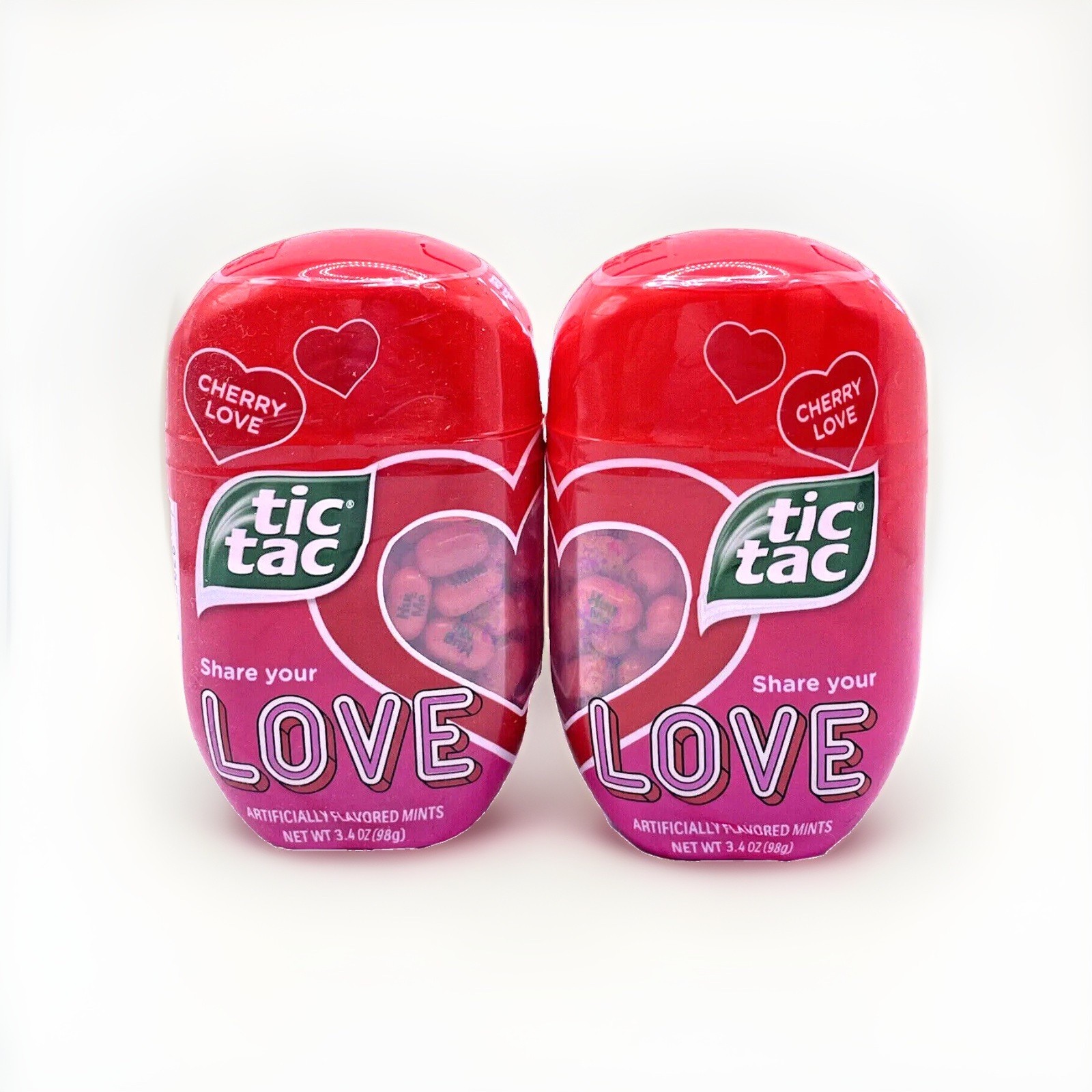 RARE Ltd Ed. Share your Love Pair TIC TAC CHERRY LOVE Flavor PRINTED Candy Mints