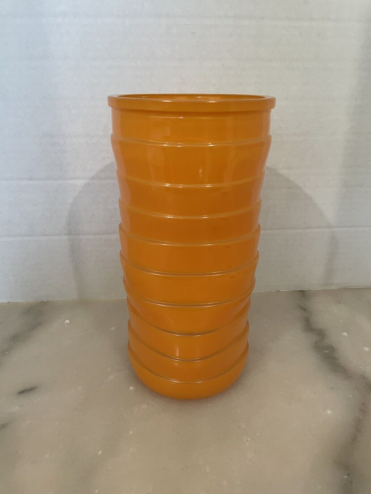 Hoosier Glass Orange Vase StackedRetro Pinched Vintage 70's