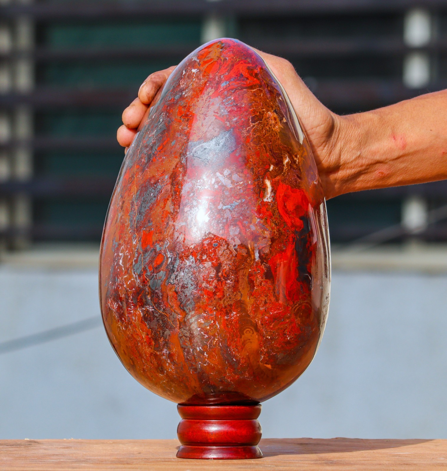 Superb XL Red Jaspilite Feng Shui Egg 24 lb Healing Reiki Decor Stone Gift