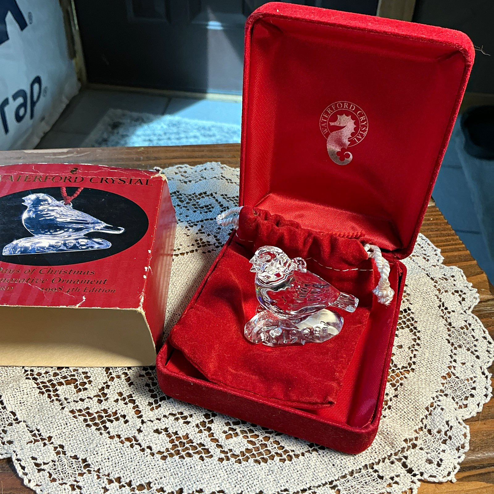 Waterford Crystal 12 Days Of Christmas Bird Ornament Clear Crystal w/Box 1998