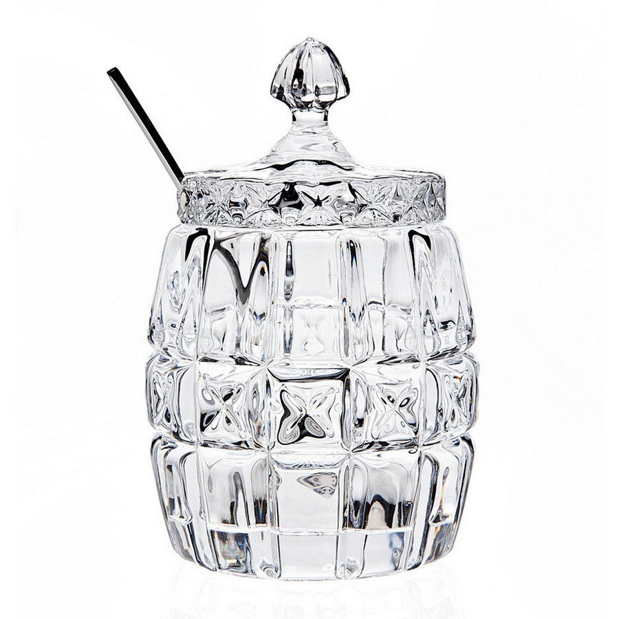 Shannon Crystal By Godinger 13701 Jam Jar with Spoon