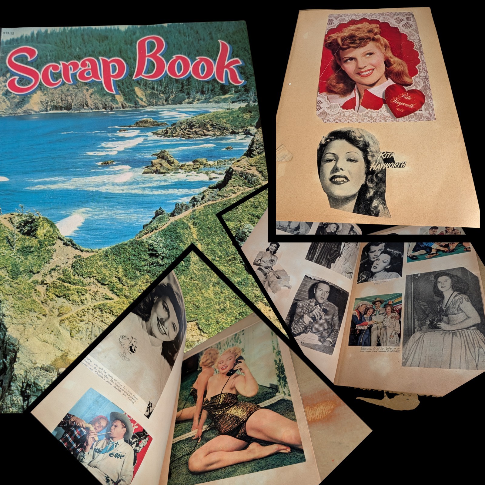 Vintage Scrapbook Hollywood Stars Mid Century Rita Hayworth Marilyn Monroe Etc 