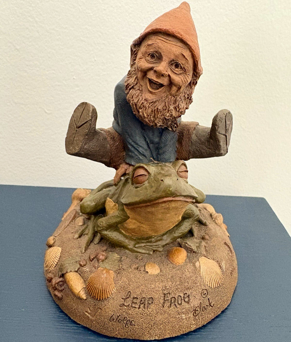 Vintage Tom Clark & Tom Wolfe Cairn Studios Leap Frog Gnome Figurine 1993 Signed