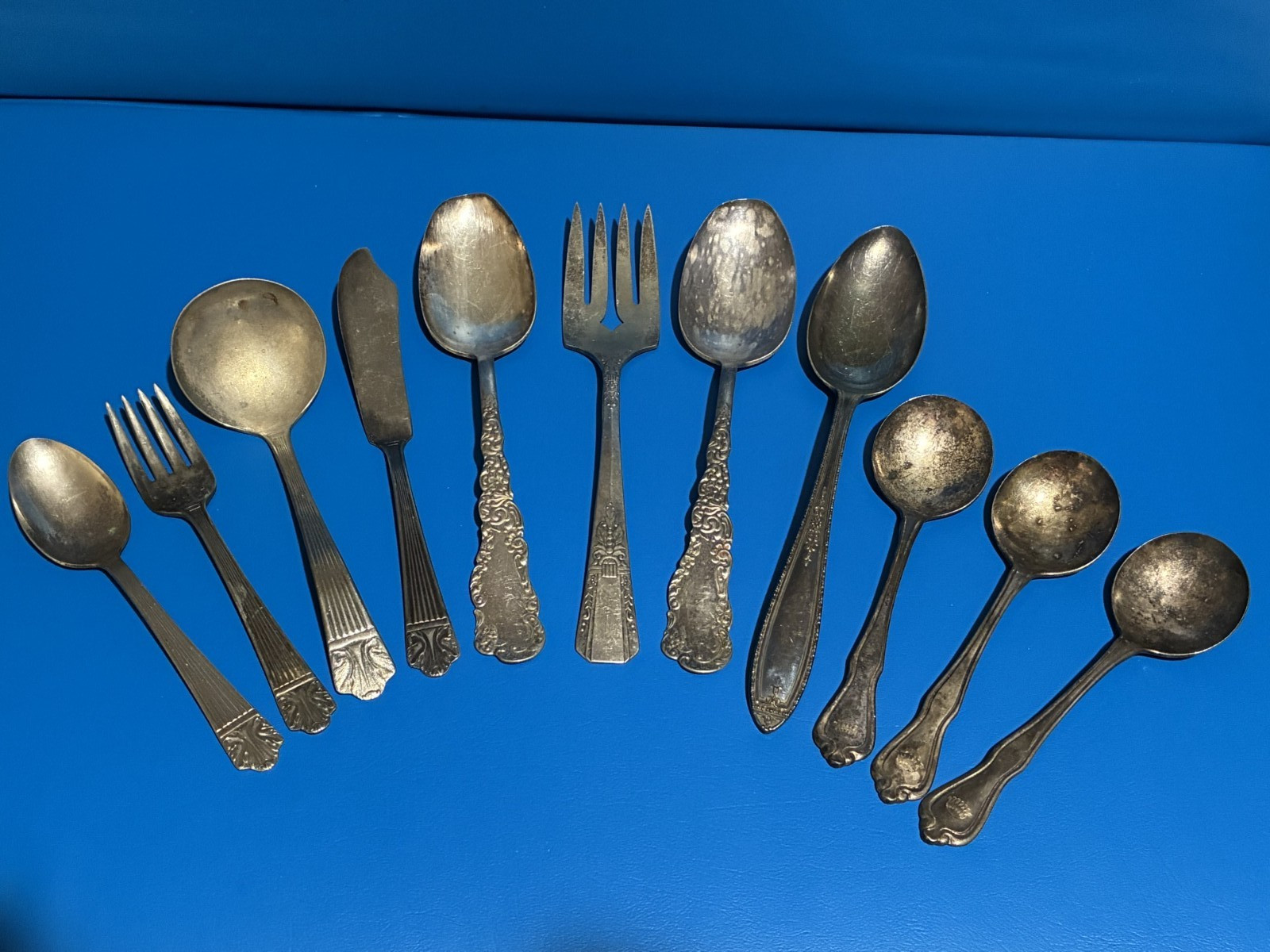 Eleven pieces of vintage silverplate flatware for crafts, artwork, jewelry Eleven pieces of vintage silverplate flatware for crafts, artwork, jewelry