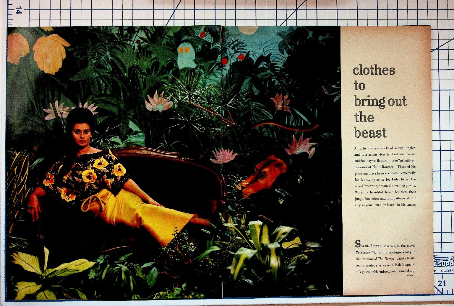 1962 Sophia Loren Leslie Uggams Henri Rousseau Art Fashion Look Magazine Print 1962 Sophia Loren Leslie Uggams Henri Rousseau Art Fashion Look Magazine Print