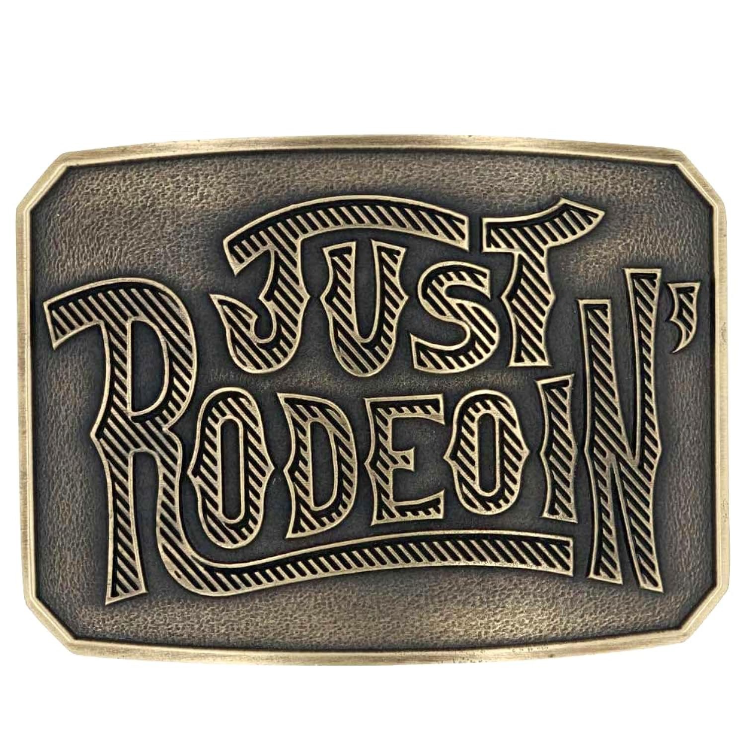 Montana Silversmiths Dale Brisby Just Rodeoin' Brass Belt Buckle A925CDB