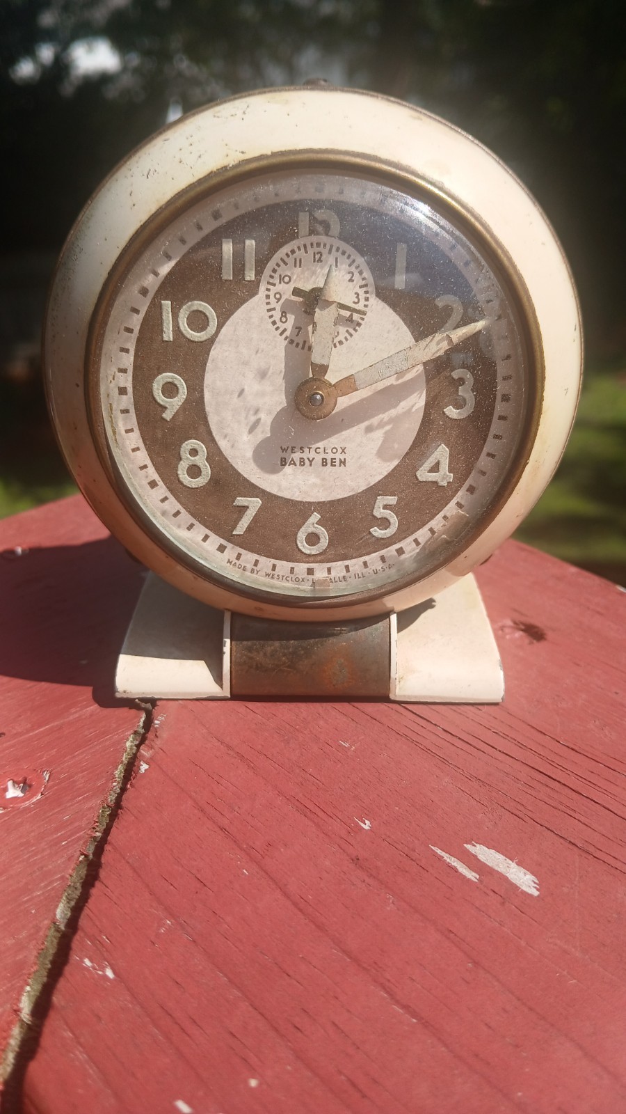 Vtg Late 1950's Westclox Baby Ben Luminous Ivory Finish No 334 Clock Runs