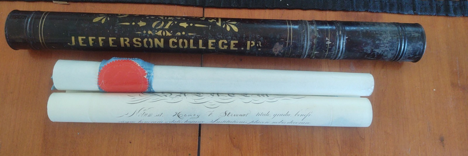 Jefferson College 1862 Diploma Henry F. Stewart ,Bro. KIA battle Gettysburg READ