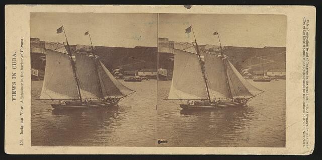 Photo:Havana Cuba 1860s Schooner in Harbor Stereoview Maritime Ship