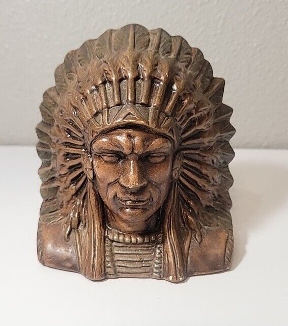  Ceramic Native American Indian Chief Bust Brown, 