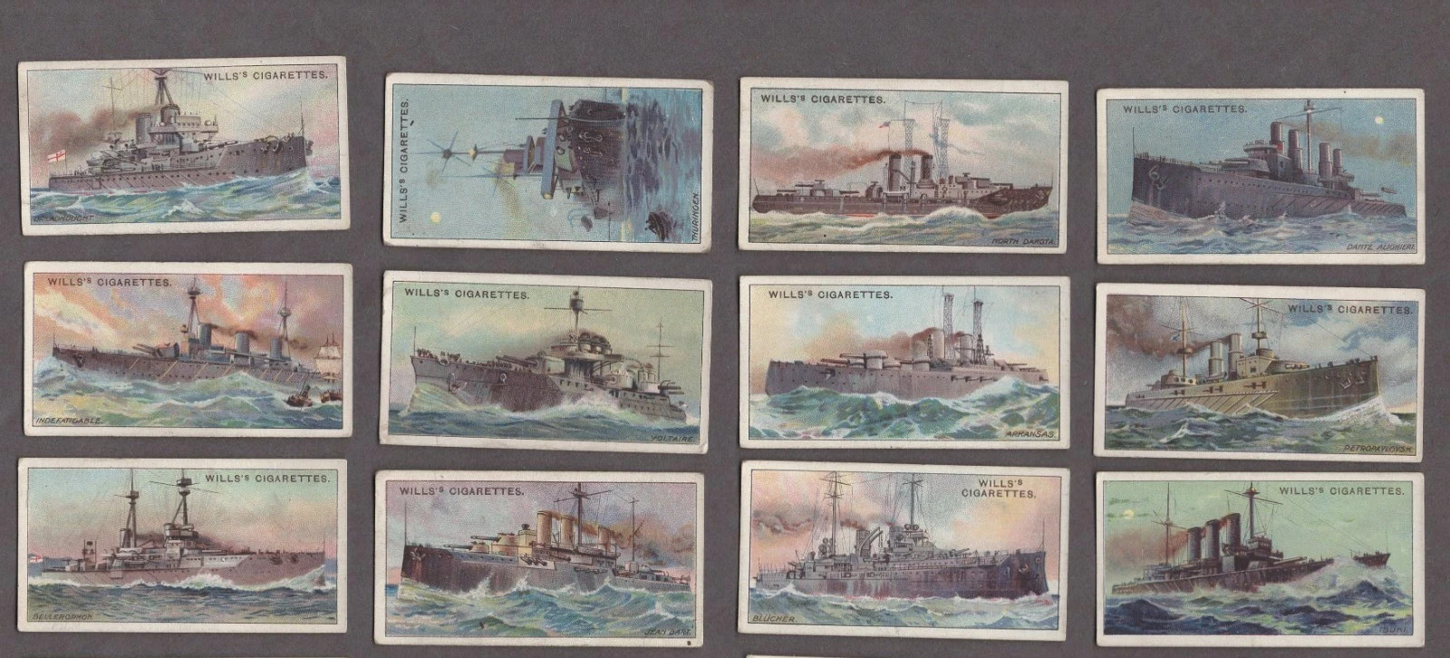 1910 W. D. & H. O. WILLS THE WORLD\'S DREADNOUGHTS 25 TOBACCO CARD SET