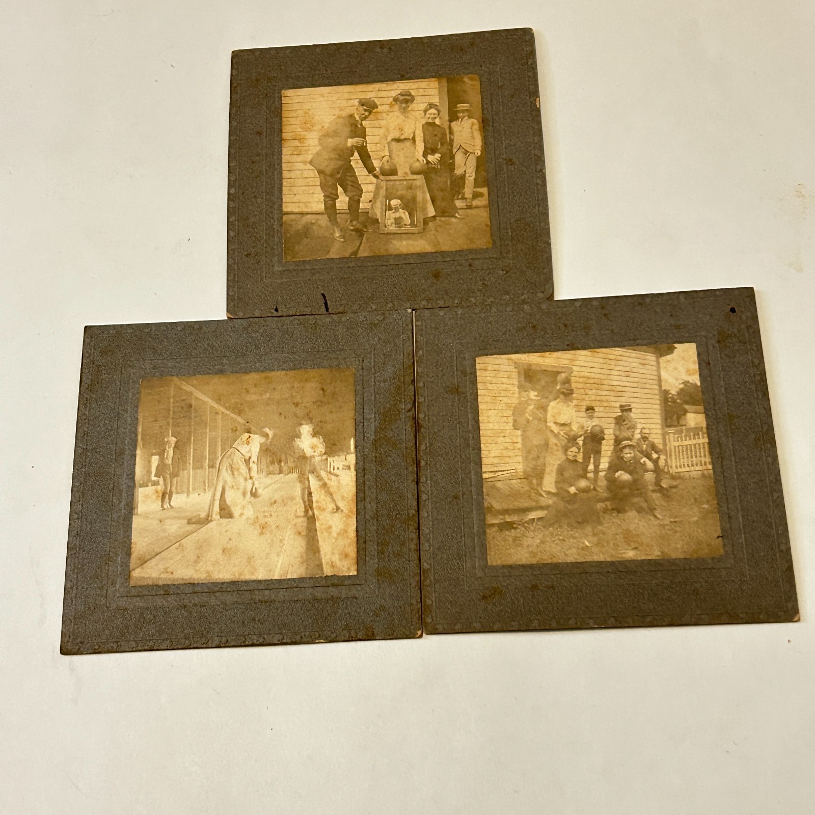 Antique Cabinet Card Photograph Bowling Alley Womens Sports Mirror Selfie Funny