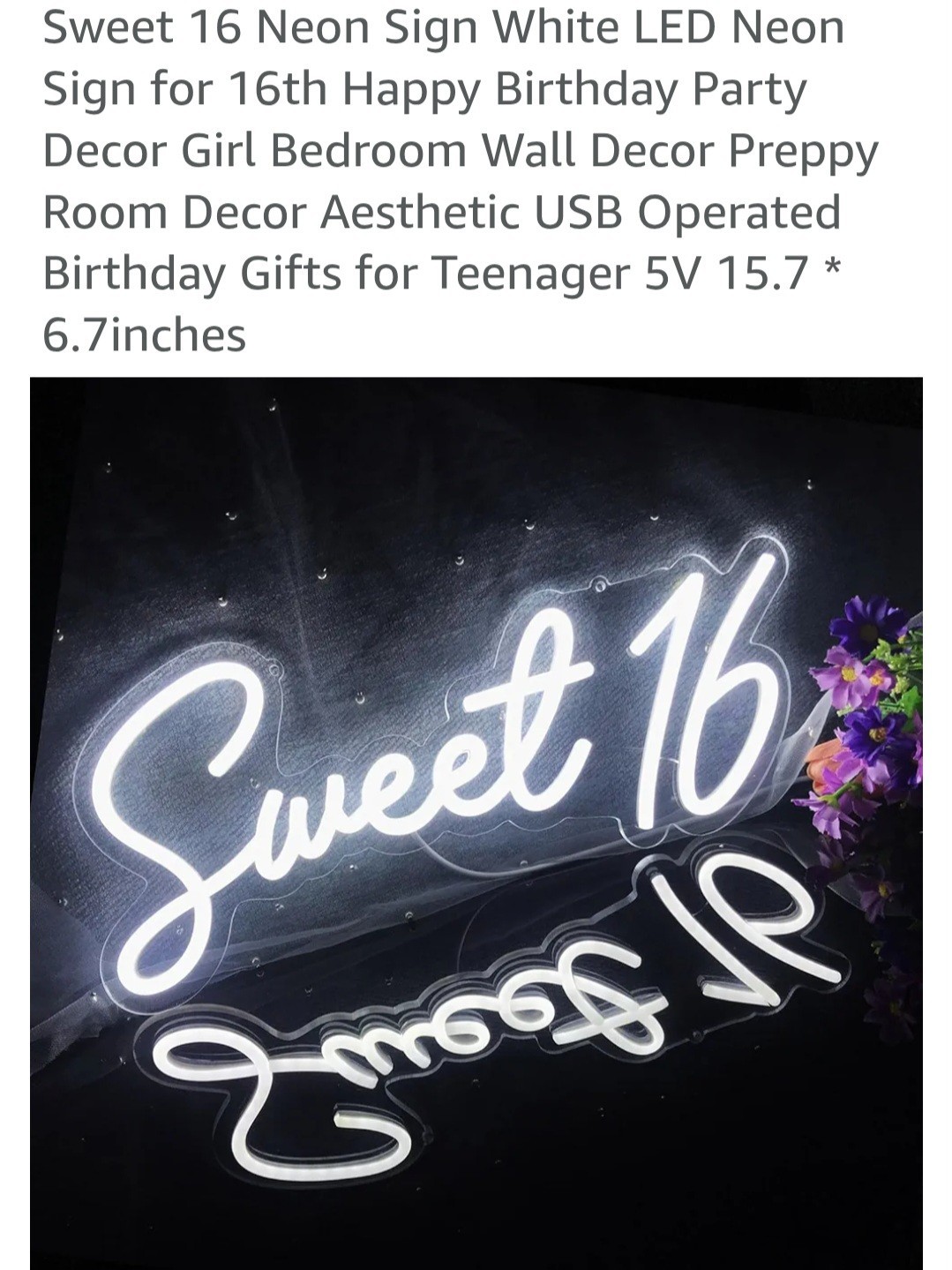  Sweet 16 LED Neon Light Sign 15.7\