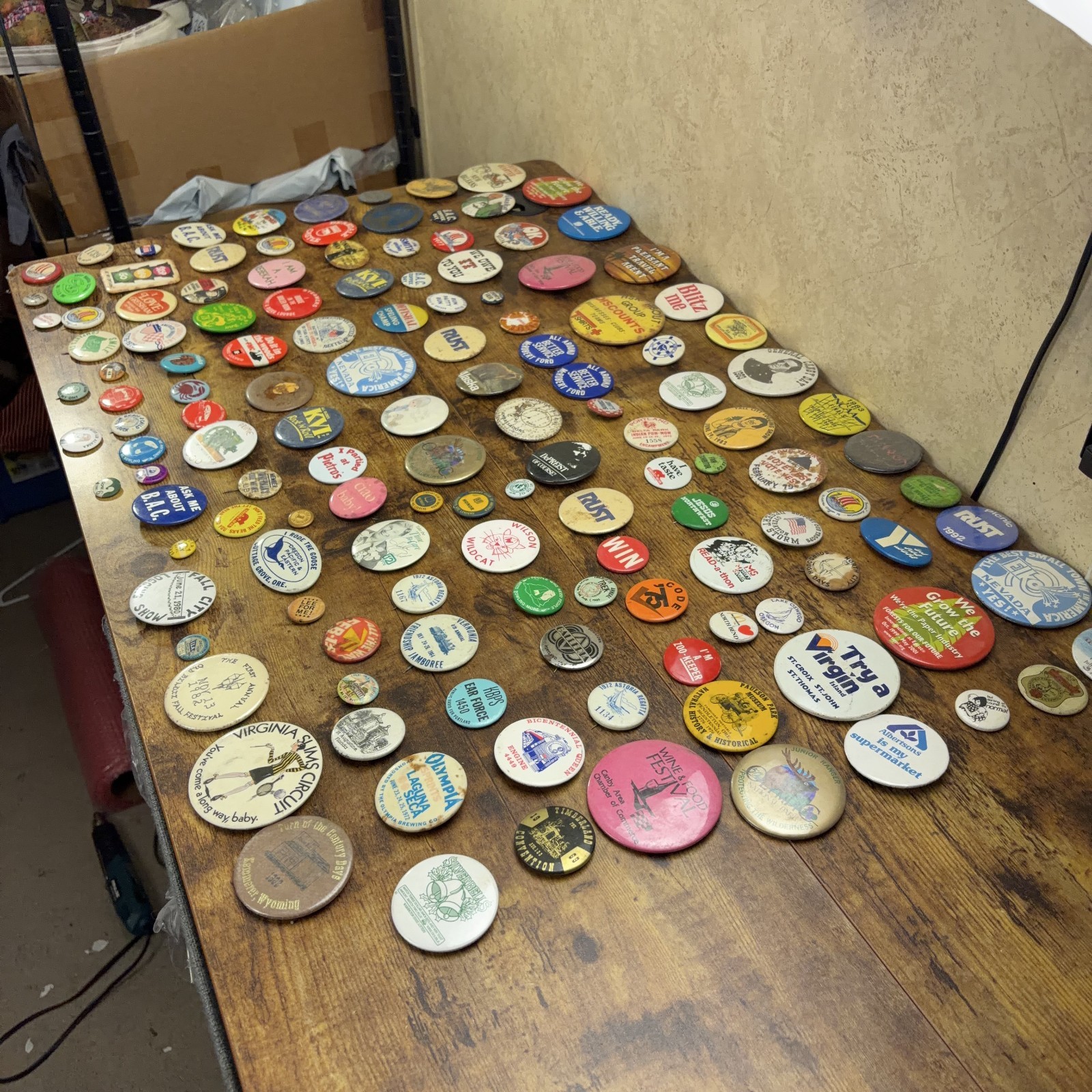 Vintage Pinback Button Lot 138 Pins Total