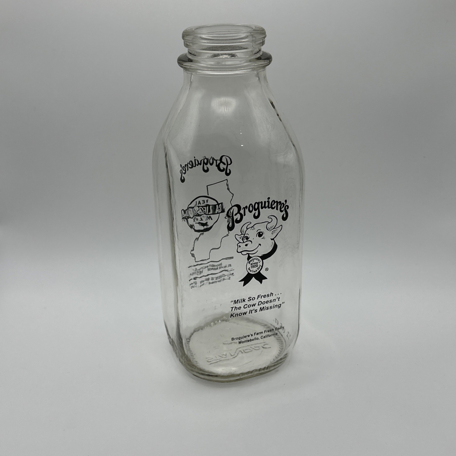 Broguiere\'s Dairy - Glass Milk Bottle