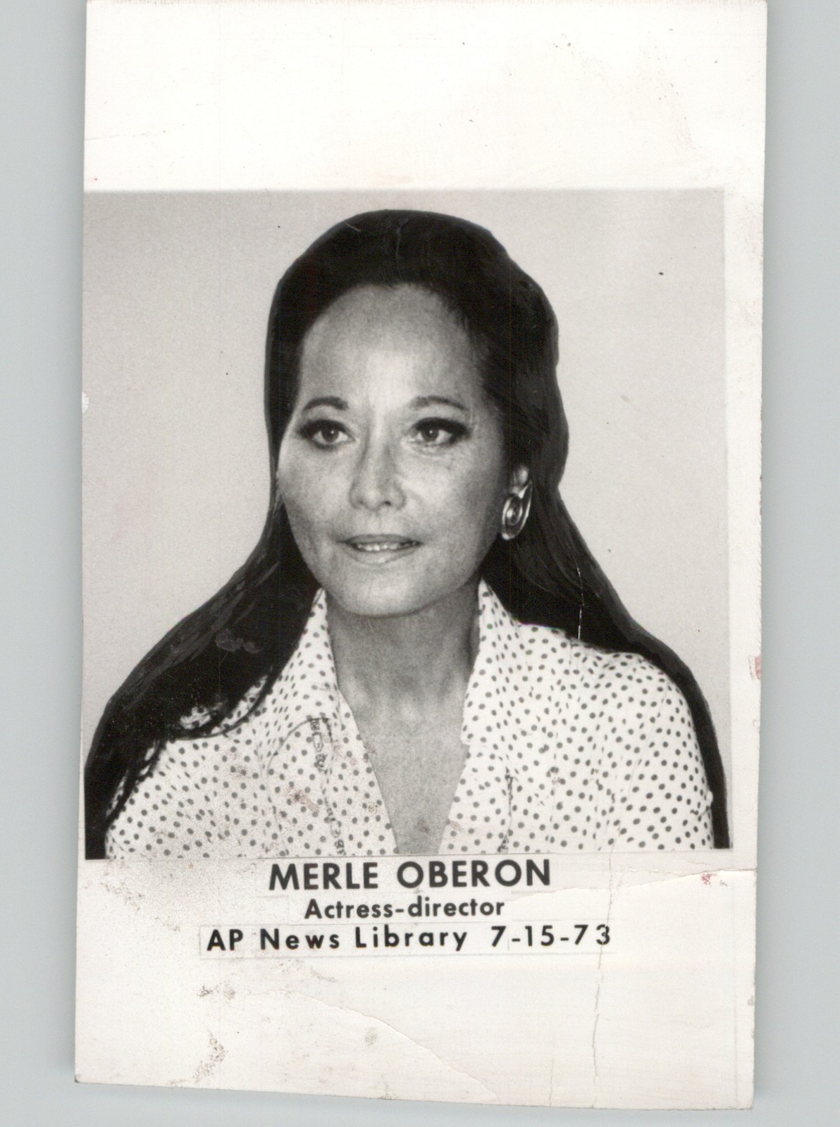 British Hollywood Film Actress Merle Oberon AP News Library 1973 Press Photo