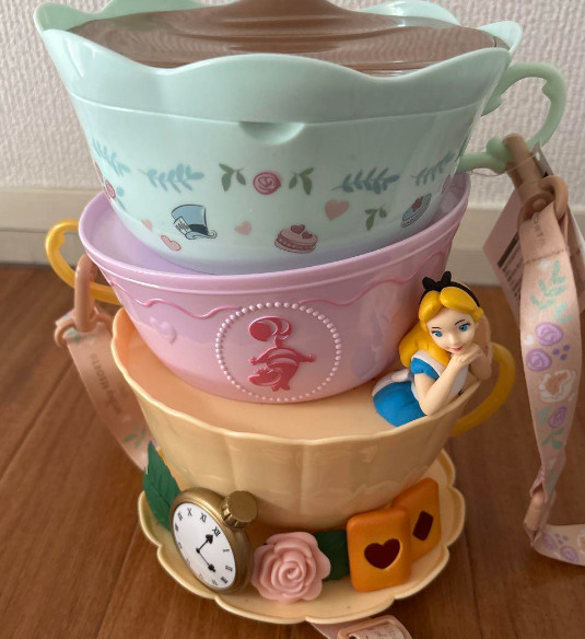 Alice in Wonderland Popcorn Bucket with Mirror Tea Cup Tokyo Disney Resort Japan