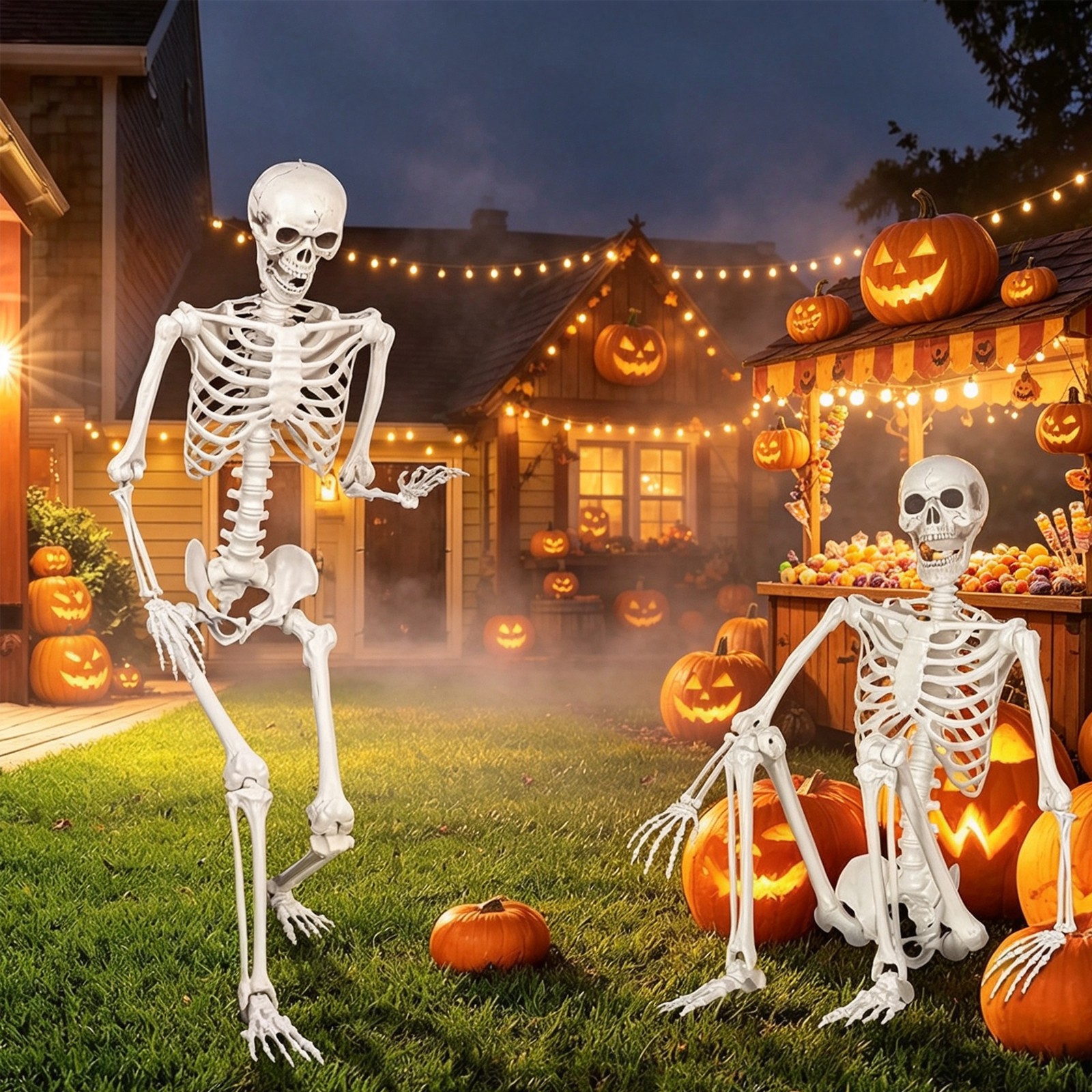 2 Pack 5.4 Ft Halloween Skeleton Life Size Full Body Realistic Posable Movable 2 Pack 5.4 Ft Halloween Skeleton Life Size Full Body Realistic Posable Movable