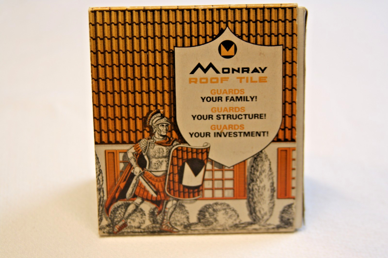 1978 Vintage Monray Monier Roof Tile Matchbox Roof Shaped Wooden Matches Inside