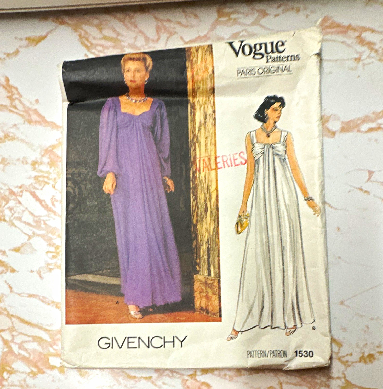 Vintage 1985 Vogue 1530 Givenchy Paris Original Evening Gown Sewing Pattern Vintage 1985 Vogue 1530 Givenchy Paris Original Evening Gown Sewing Pattern