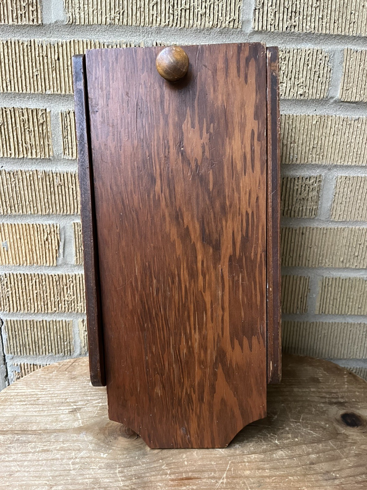 Vintage Wall Mounted Wooden Flip Down Door Recipe Box w/Dividers