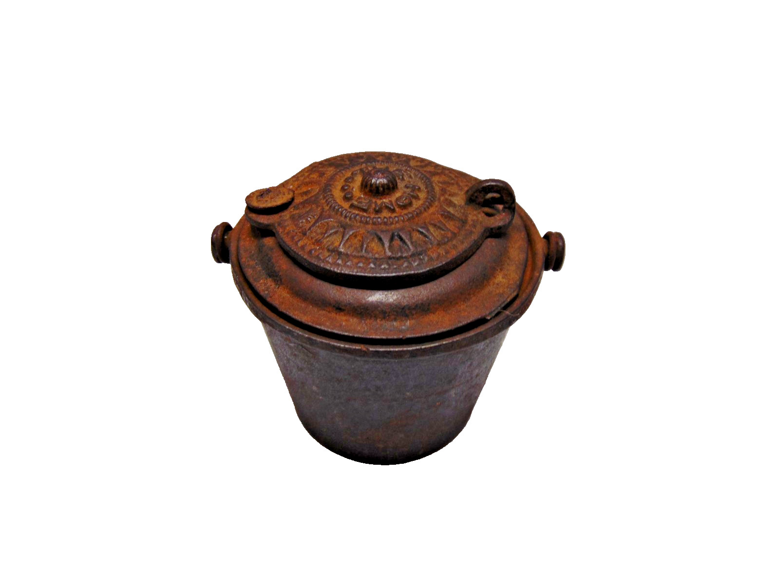 1800\'s  Cast iron the Home glue melting pot with handle old German logo 3\