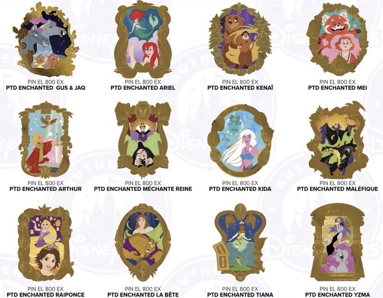 DLP Pin Trading Night PTD Enchanted Complete Set 12 Pins LE 800 Disneyland Paris