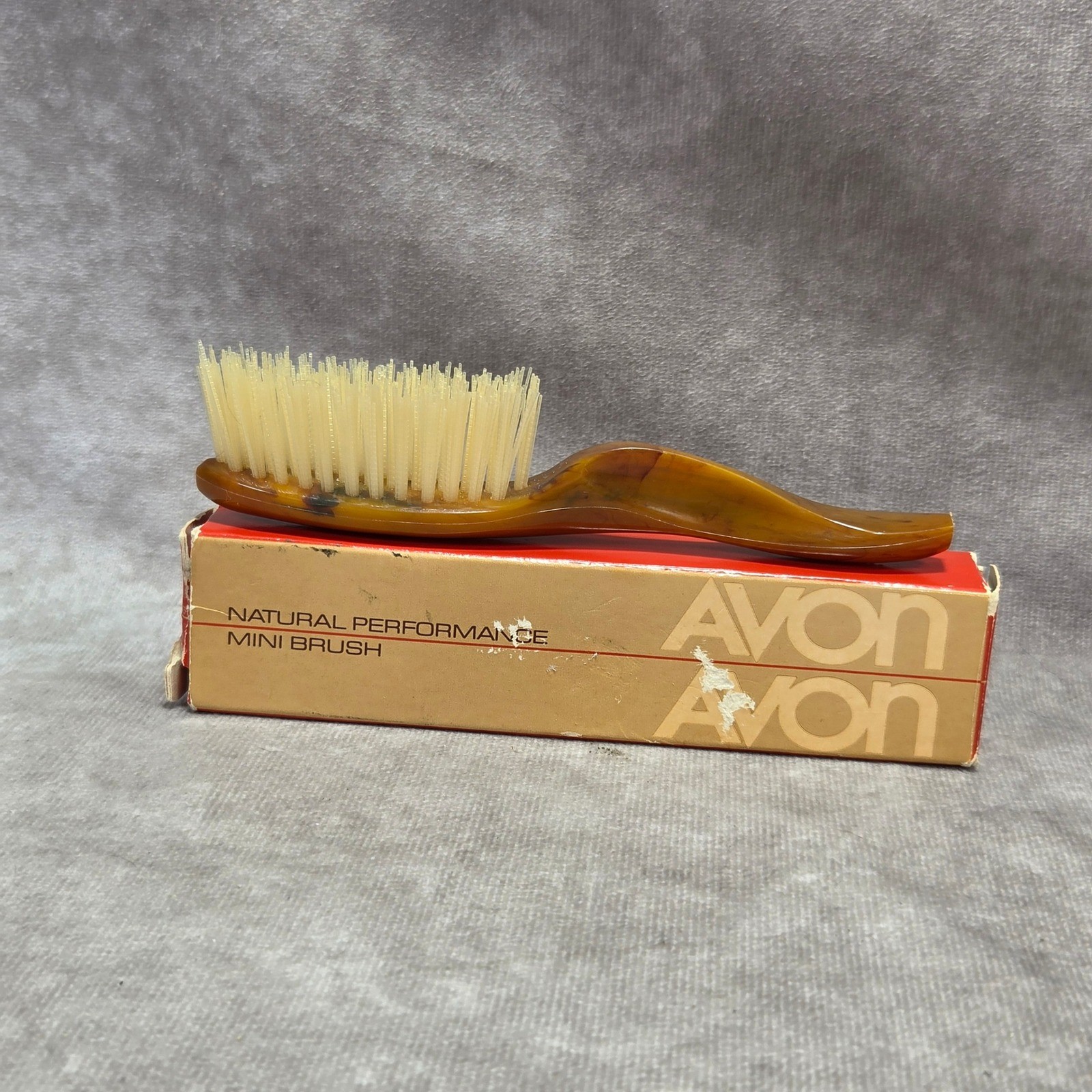 Vintage 1982 Avon Natural Performance Mini Brush Tortoiseshell Travel Size