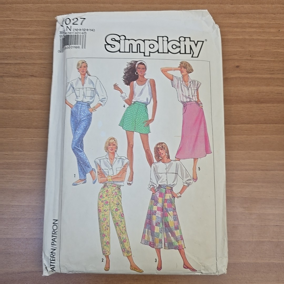 Simplicity 8027 Vintage 1980s Sewing Pattern Wide Leg Pants Skirt Tennis Shorts
