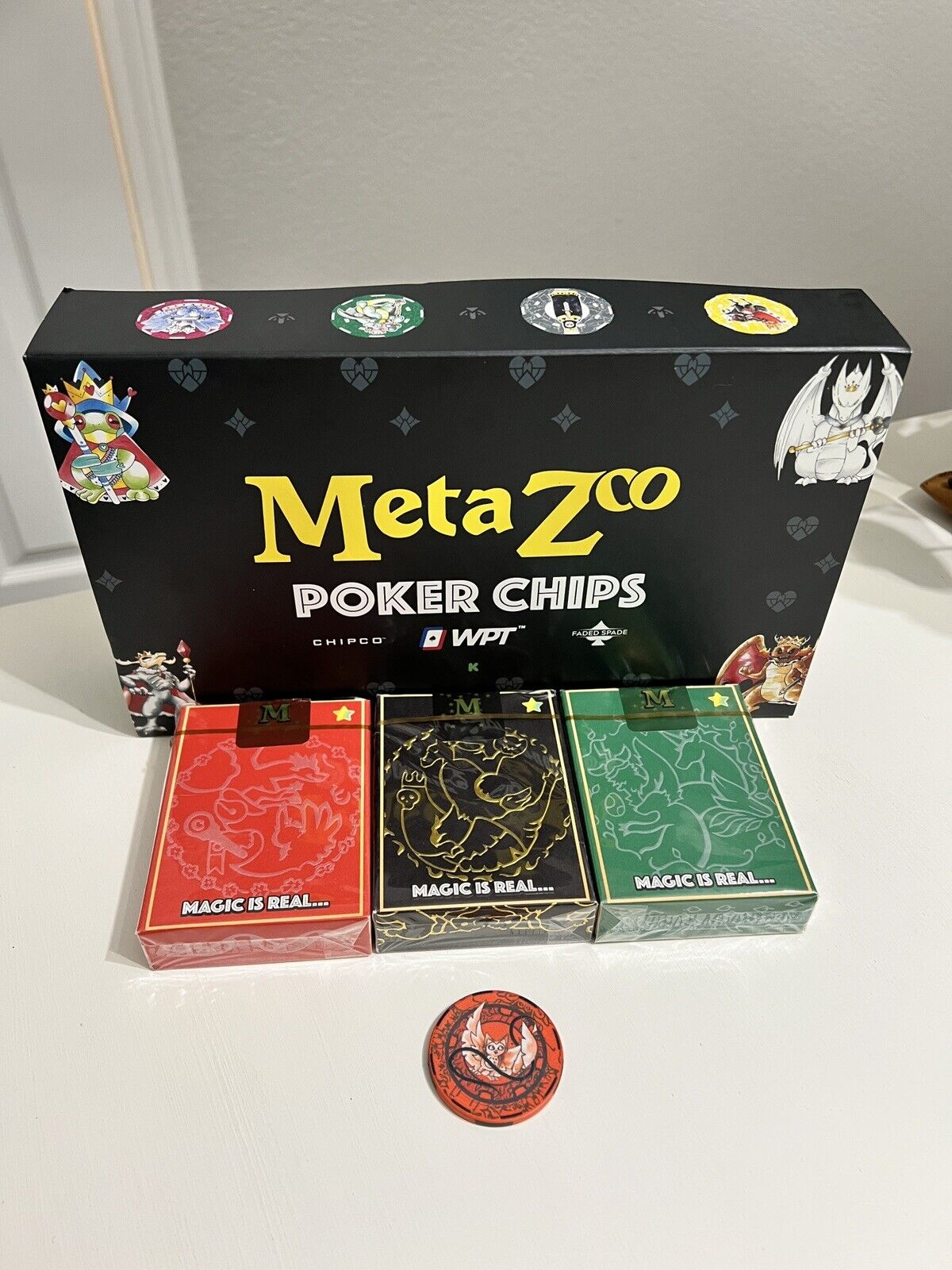 Metazoo WPT USPCC Poker Chips Faded Spade + Playing Card Decks RAINBOW GILDED