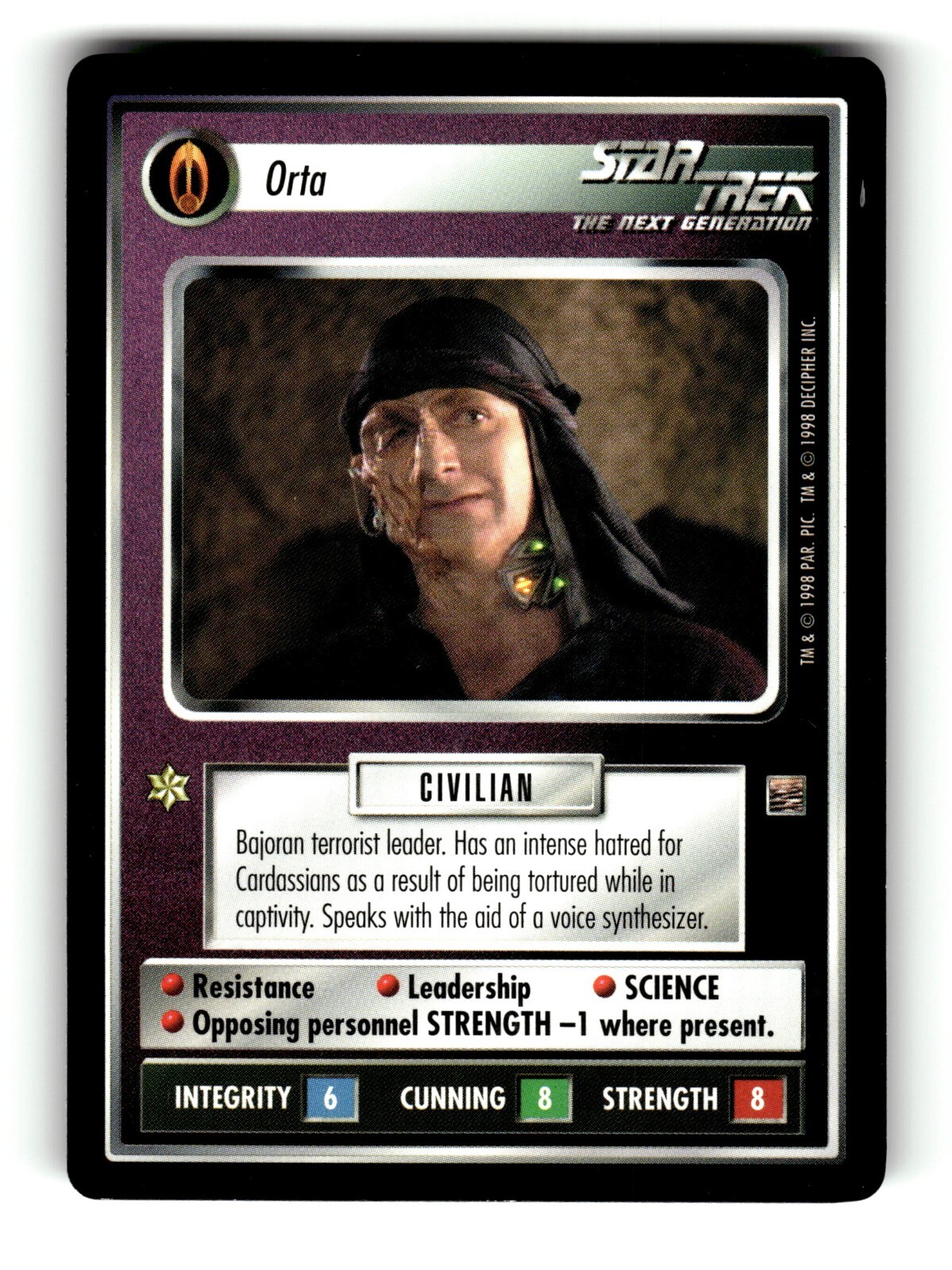 1998 Star Trek The Next Generation STNG Orta Trading card