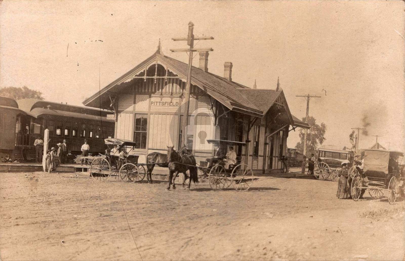 Wabash RR Depot Pittsfield Train Station IL Illinois c1910s RPPC Postcard COPY Wabash RR Depot Pittsfield Train Station IL Illinois c1910s RPPC Postcard COPY