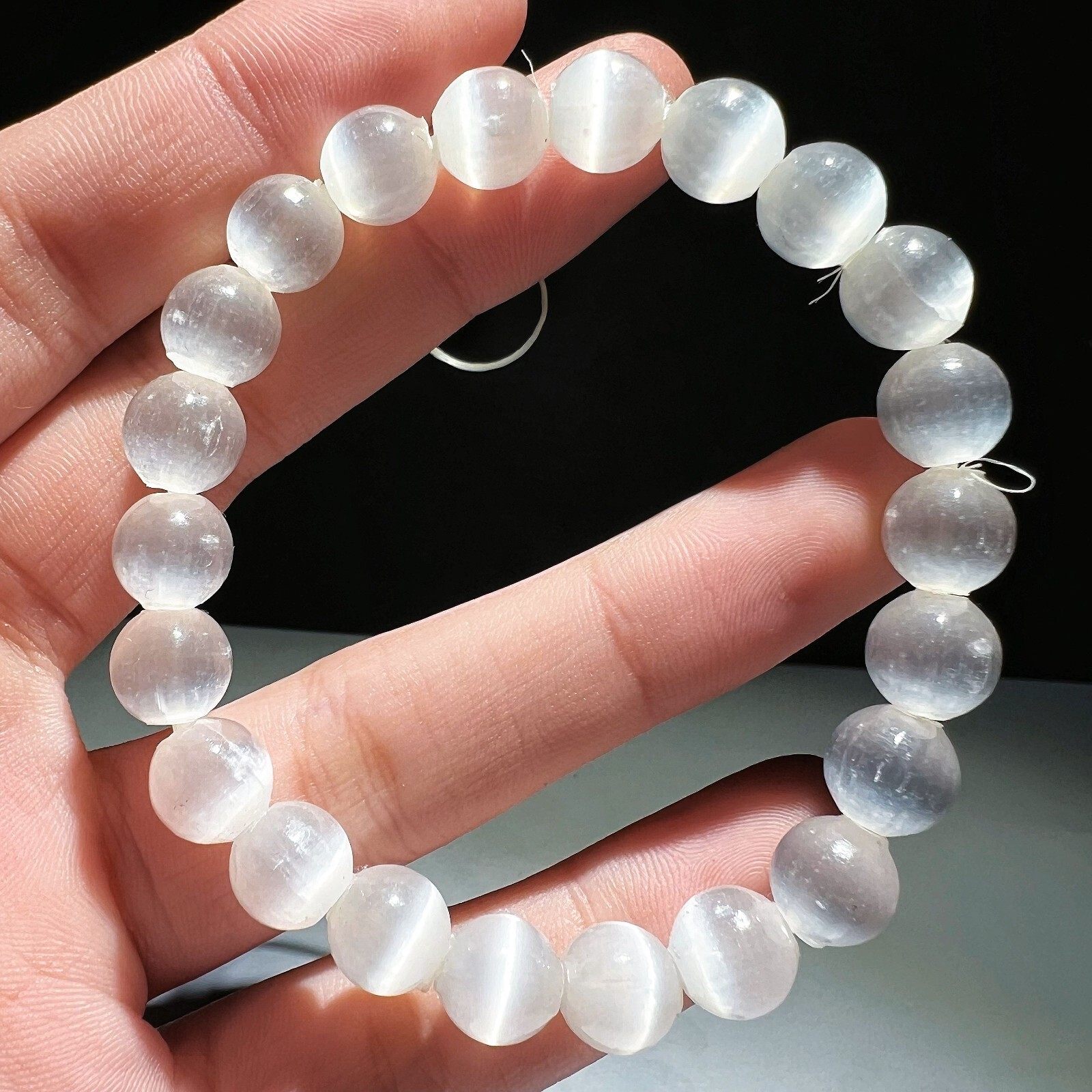 17g Rare NATURAL Clear Transparent gypsum Elastic Single Strand Bracelet