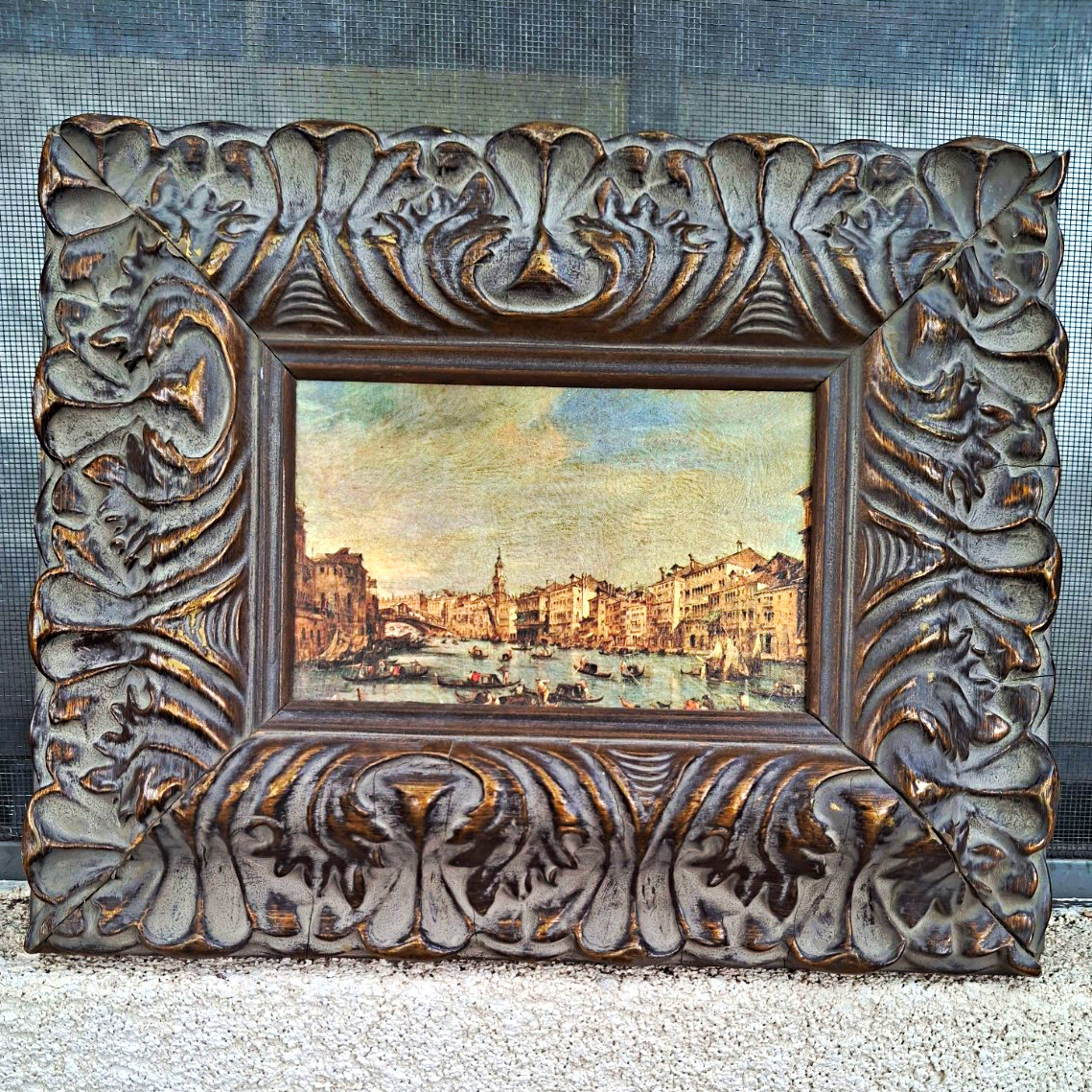 VTG Academy Arts Chicago Framed Print Venice Canal Grande Gold Ornate Frame MCM