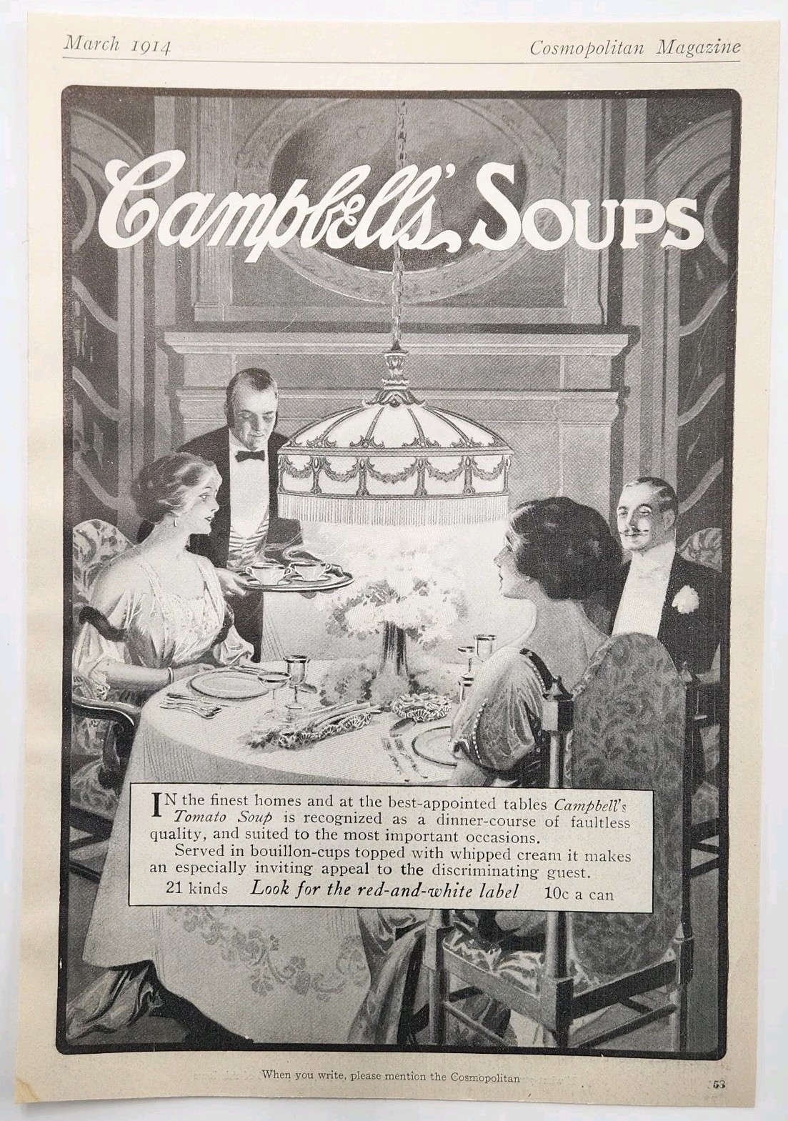 1914 Campbell\'s Soup Dinner Table Scene Original Print Ad 1910\'s