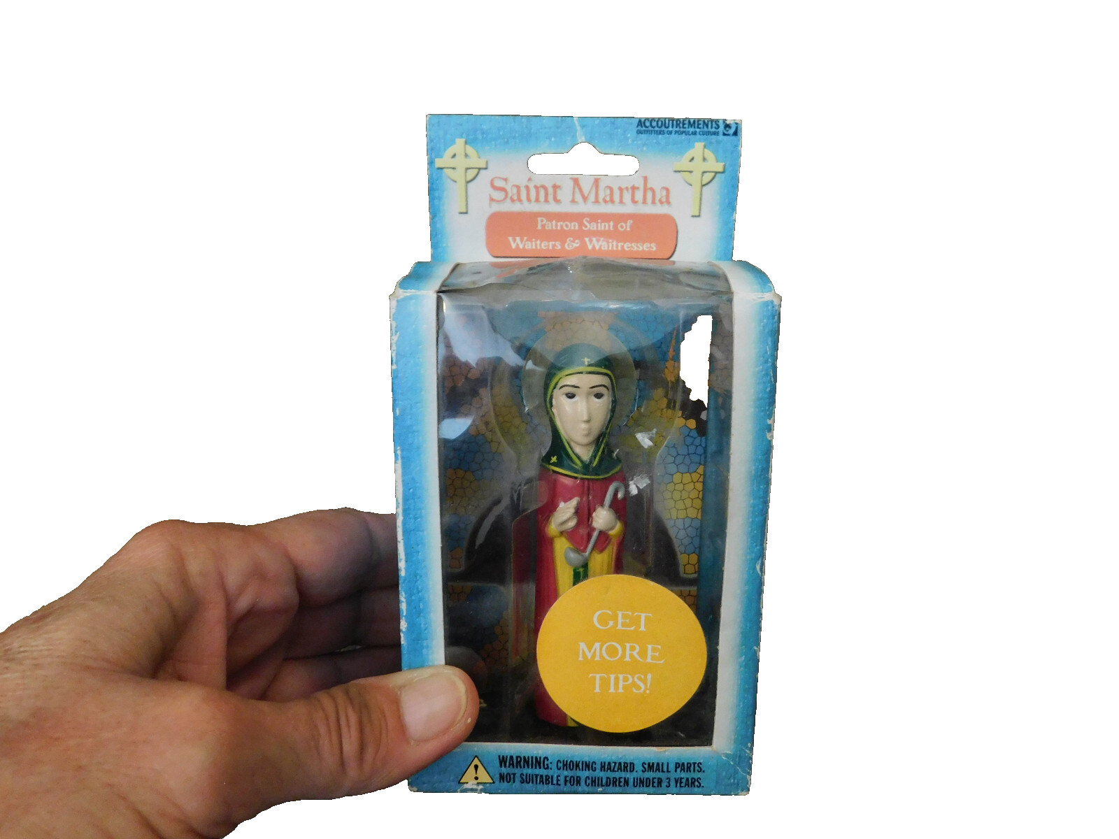 Vtg Saint Martha Patron Saint Waiters Waitresses Tips w Prayer Card Mini Figure