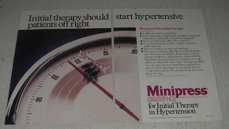 1984 Pfizer Minipress Ad - Hypertensive Patients