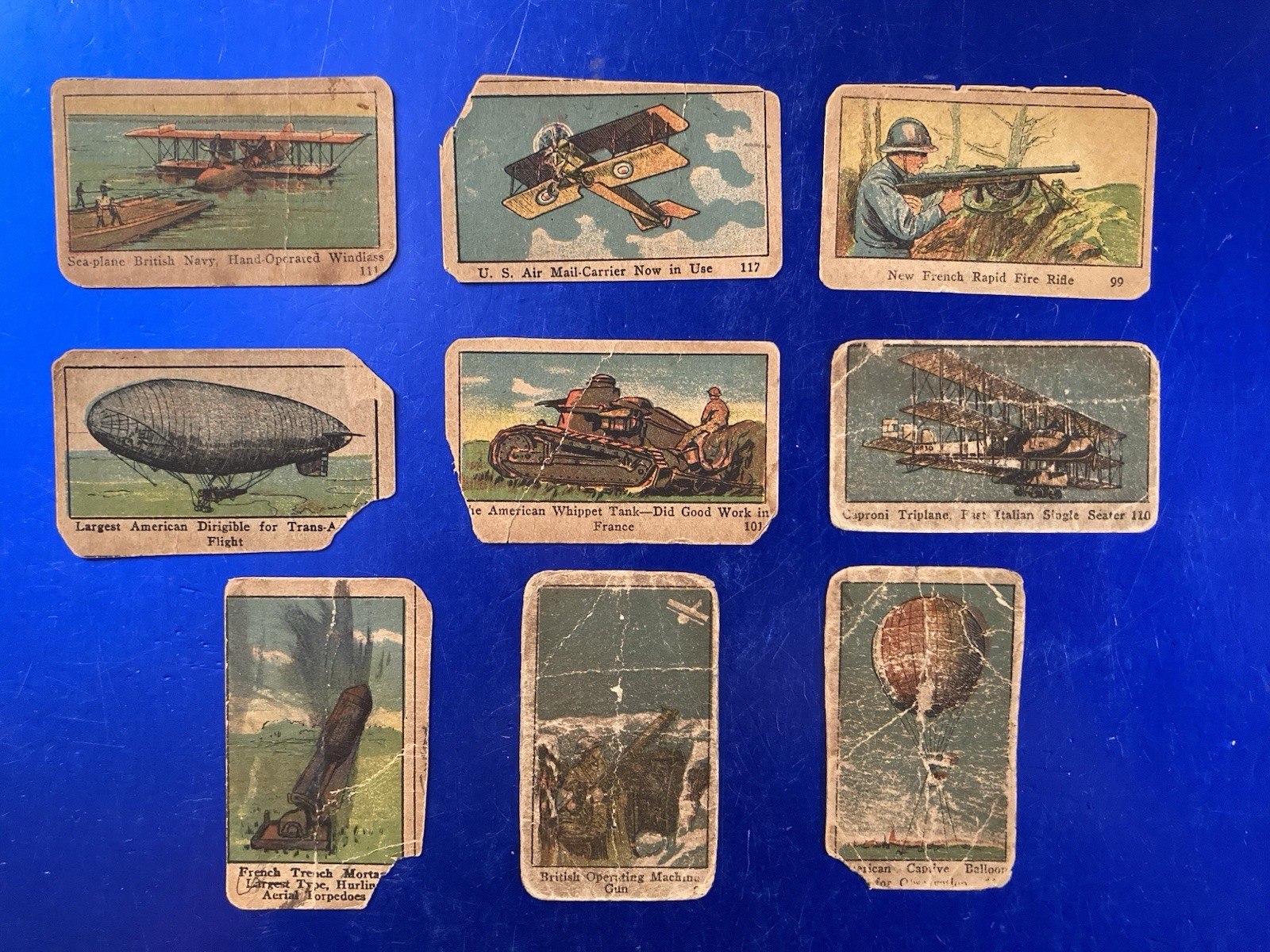 1920s W545 - Lot Of 9 - World War 1 Scenes & Leaders Strip Cards - Vintage