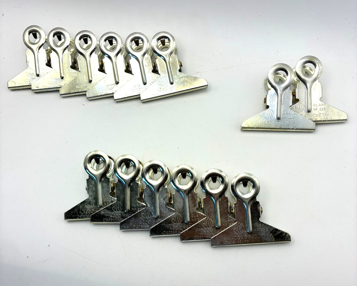 Vintage  ACCO  #225 clamps lot of 14 with original box