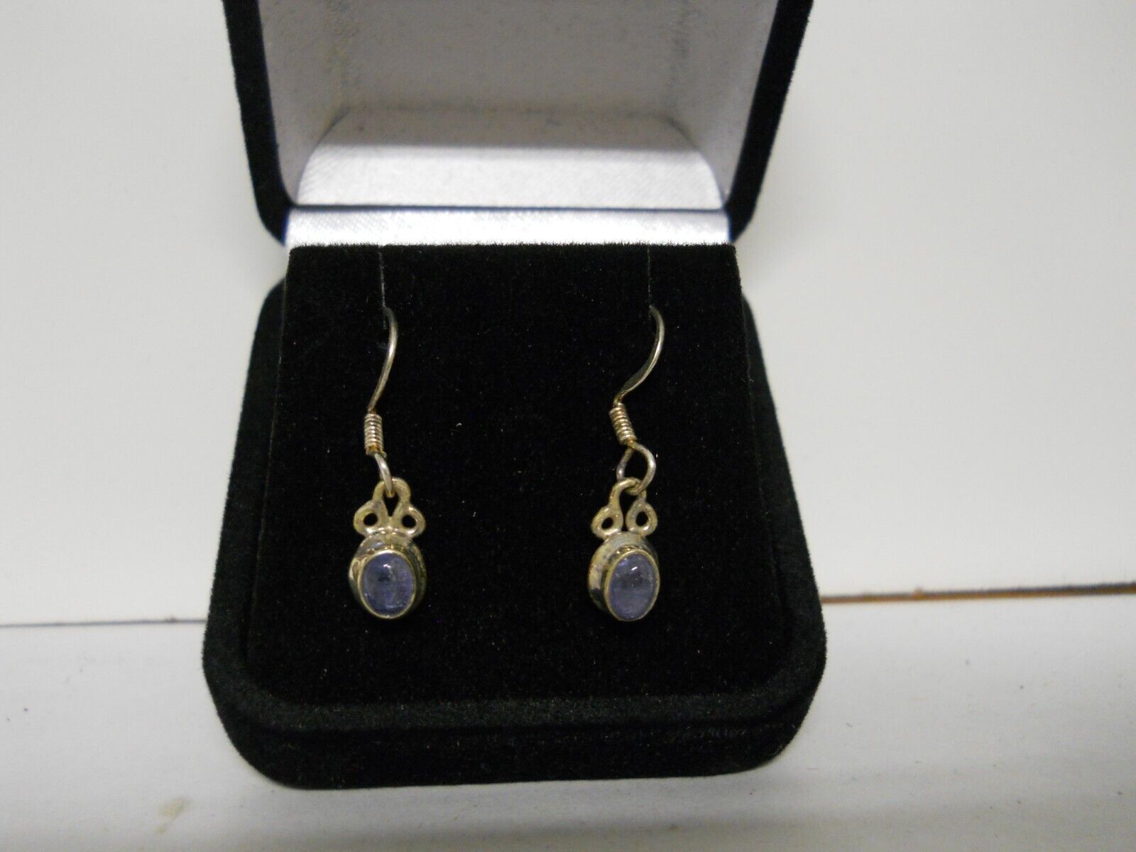 Vintage Amethyst Dangle Dainty Sterling Silver Earrings Gemstone Jewelry #850