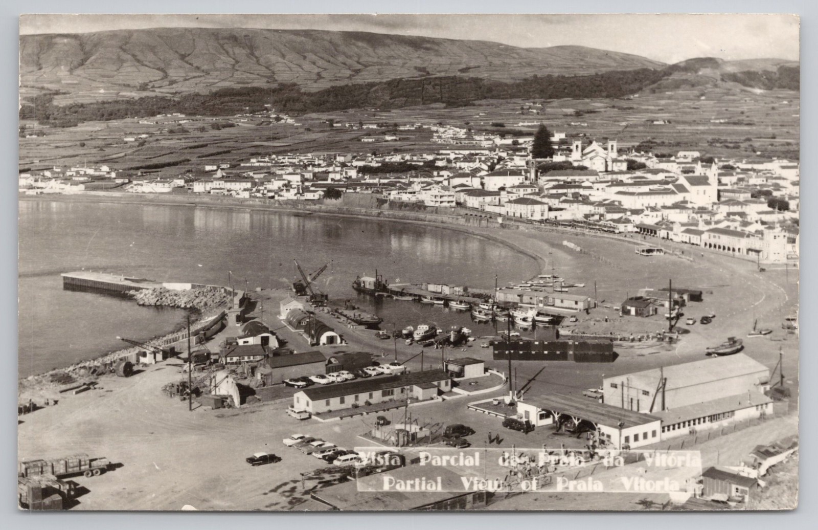 PT Azores Praia da Vitória RPPC 1930s Harbor Bay Town View