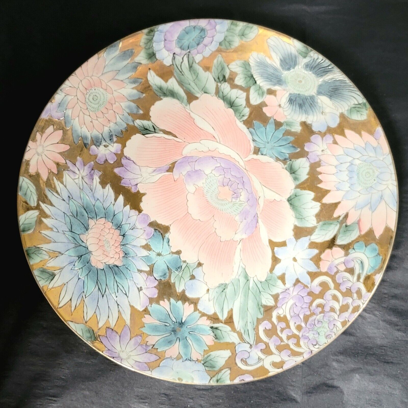 TOYO Macau Pink Peony Golden Blossom Hand Painted Plate. 10 inch