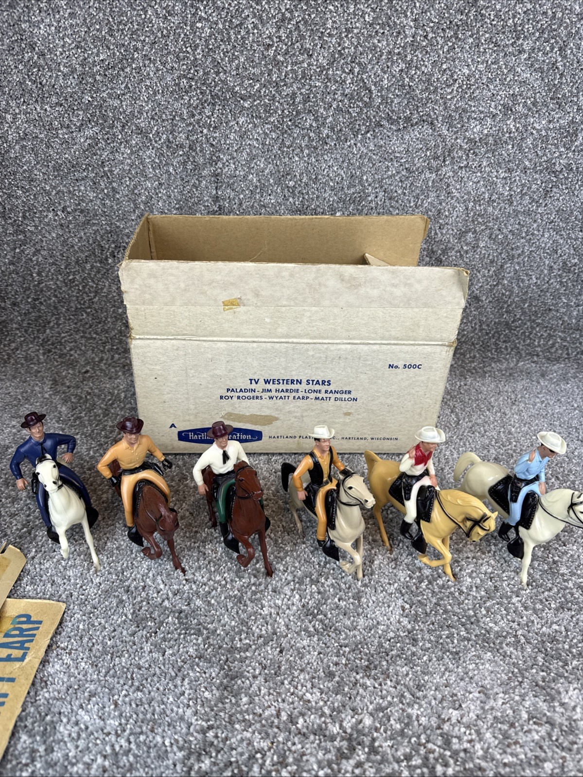 1960's Hartland Plastics SET OF 6 Horses & Riders Hats Dealer Store Display Box