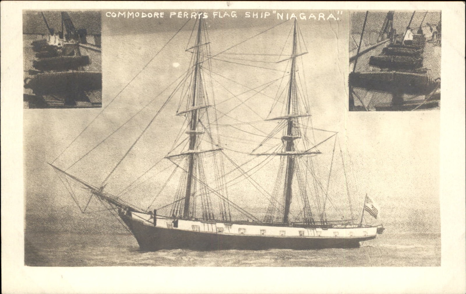 Commodore Perry's flag ship Niagara c1900s-10s Real Photo Vintage Postcard bhn