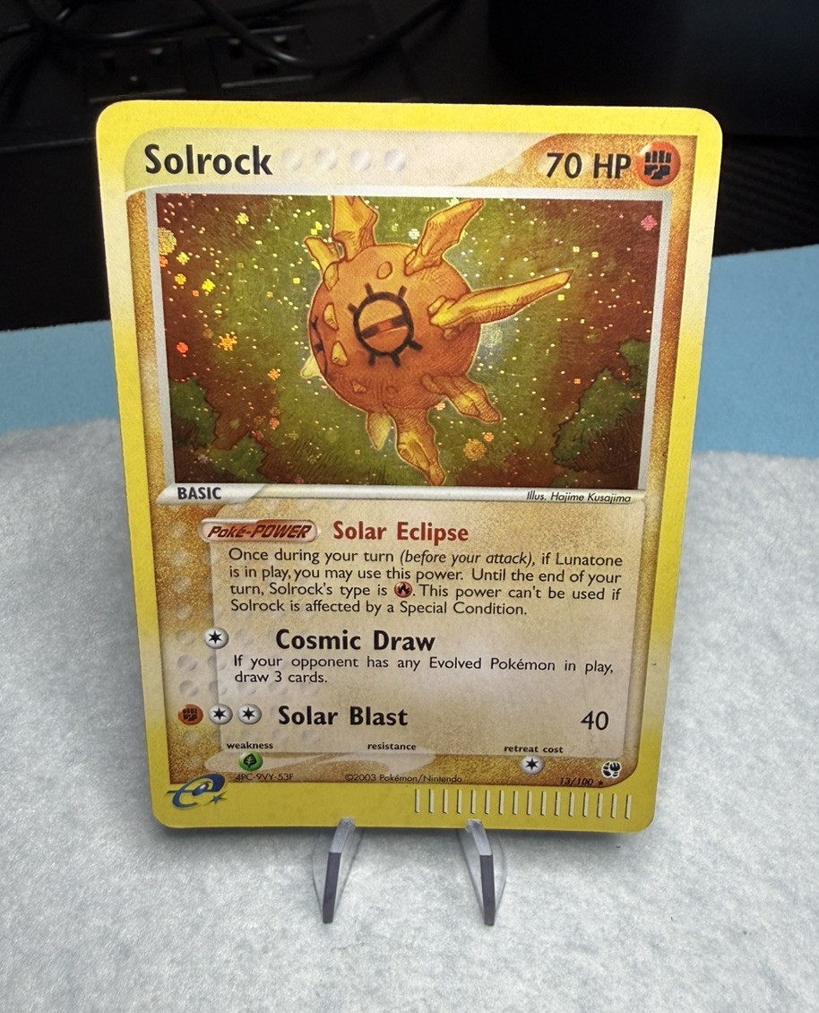 Pokemon Solrock 13/100 NM Rare Reverse Holo EX Sandstorm (2003 VINTAGE) 