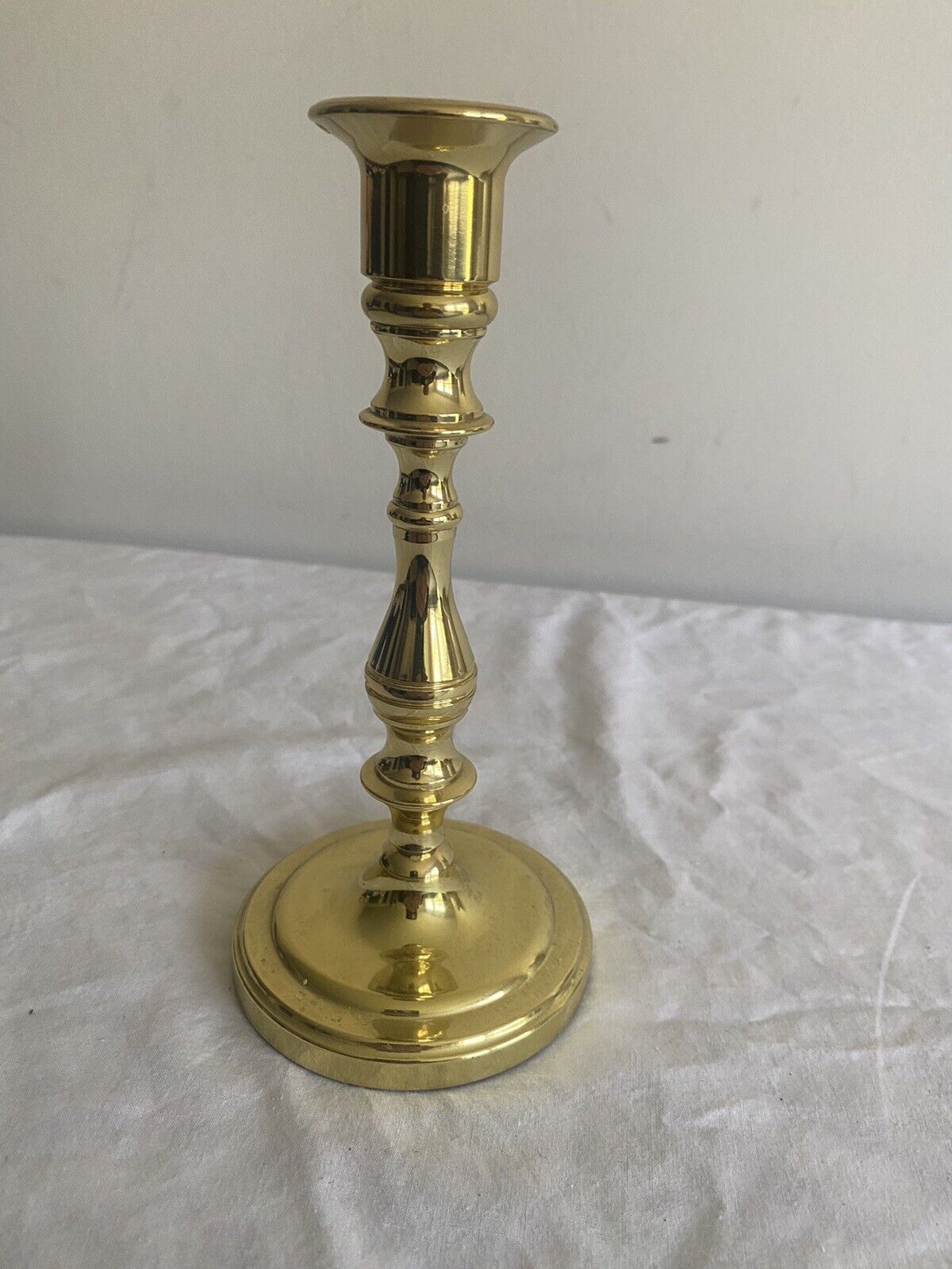 Vintage Baldwin Polished Brass Candlestick 7” Forged In America EUC