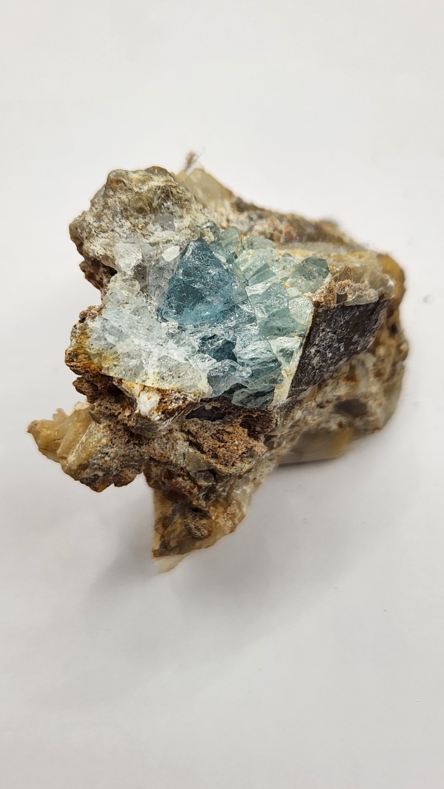 48g Rare Natural Blue Euclase Crystal Specimen Matrix Colombia 45x45mm Untreated