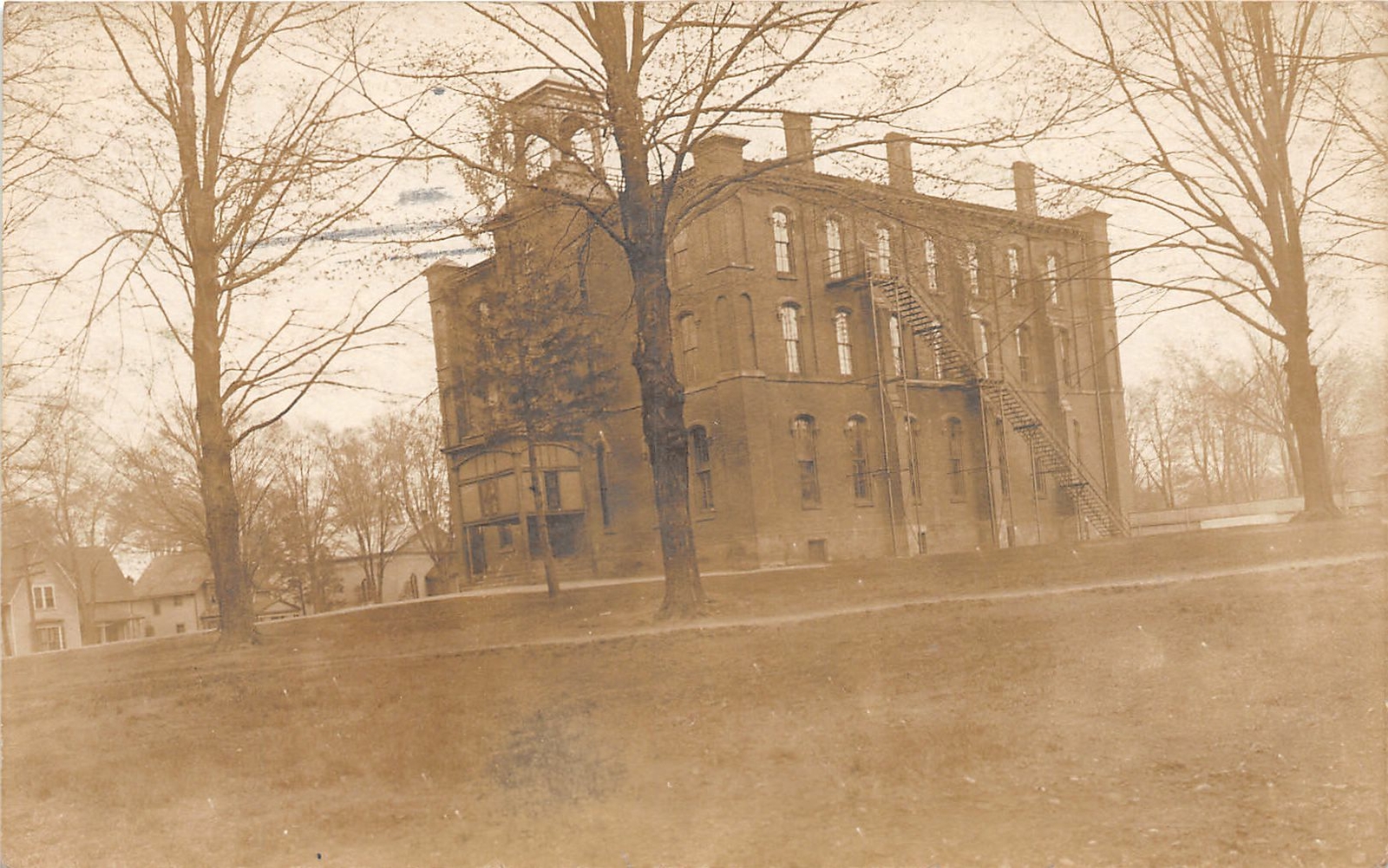 H94/ Cleveland Ohio RPPC Postcard c1910 School Building Homes 47 H94/ Cleveland Ohio RPPC Postcard c1910 School Building Homes 47