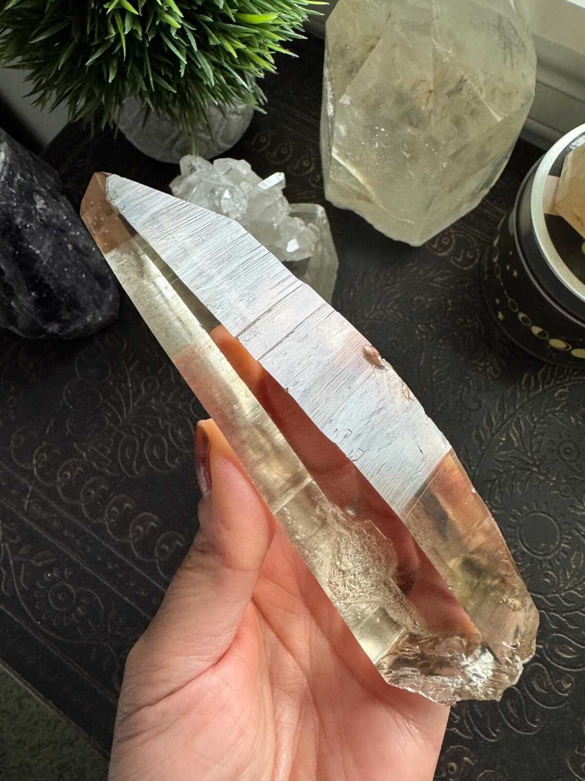 Smoky Lemurian Clear Quartz Crystal Point Raw Natural Seed Crystal Brazil A3