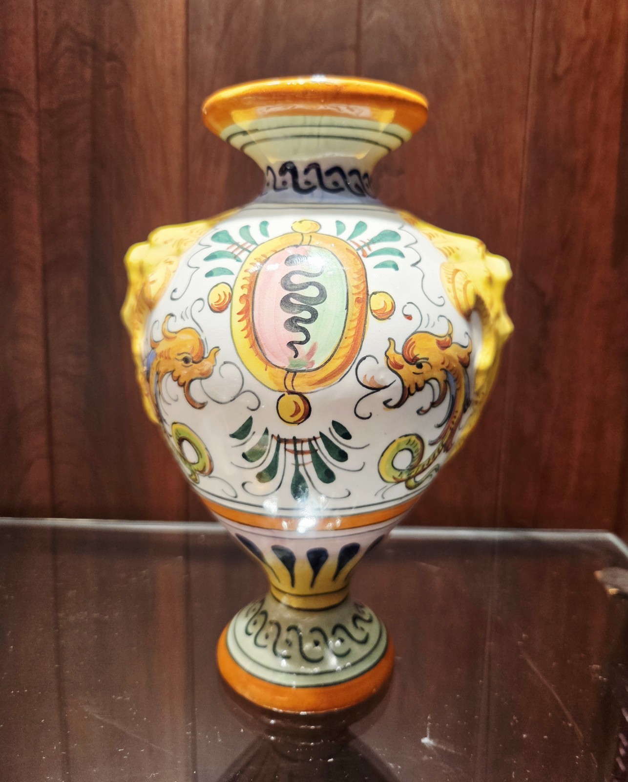 Italian Majolica Fantechi Hand Painted Pottery Urn Vase Vessel 7 Italian Majolica Fantechi Hand Painted Pottery Urn Vase Vessel 7